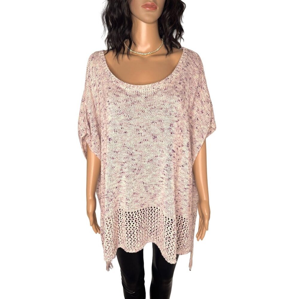 Johnny Was NWT Knitted Poncho With Tassels Purple Oversized OS